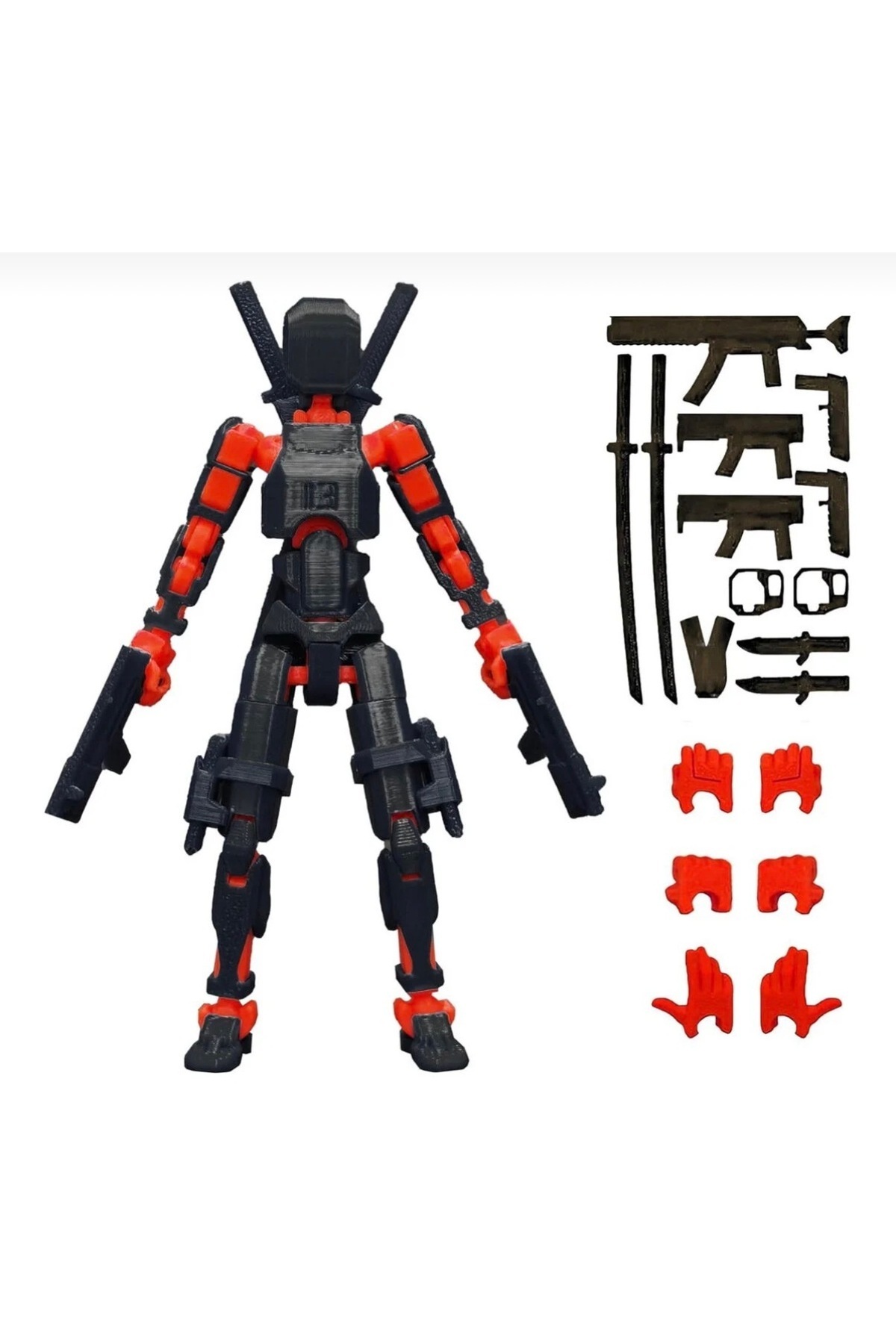 ThreeDesignStore 15 Cm Siyah Kırmızı Savaşçı Figür Dummy (DEMONTE)