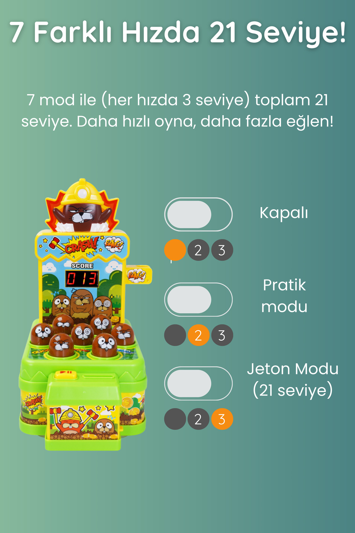 FIVESTAR TOYS Işıklı Müzikli Sesli Köstebek Yakalama Oyunu fotoğrafı 6 (önizleme)