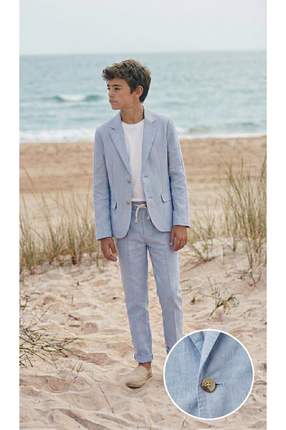 rg kidsstore  Genç Erkek %100 Keten Kumaş Takım Elbise, 3'lü Takım_RG3361 - Görsel 2