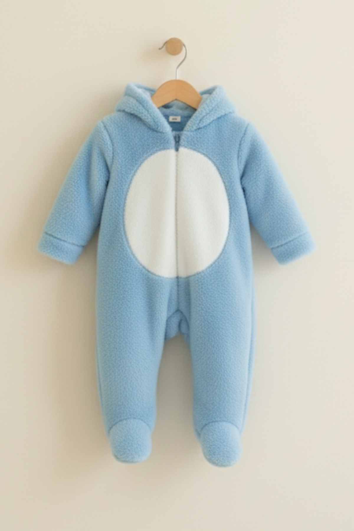 Lindakids Peluş Tavşan Kulaklı Önden Fermuarlı Patikli Welsoft Kumaş Peluş Bebek Tulum fotoğrafı 4 (önizleme)