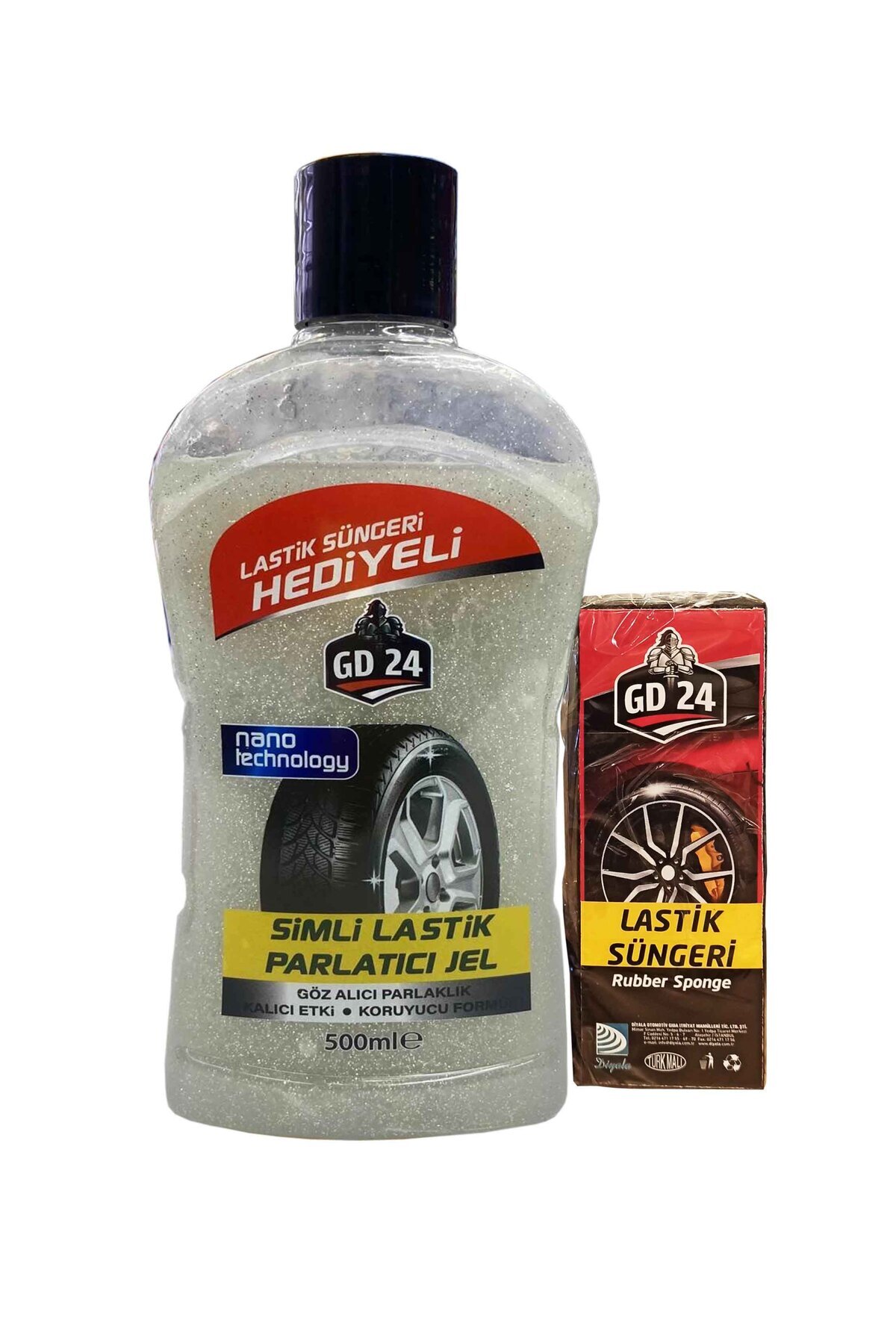GD 24 GD24 Simli Lastik Parlatıcı Gri Jel (500 ml) – Sünger Hediyeli