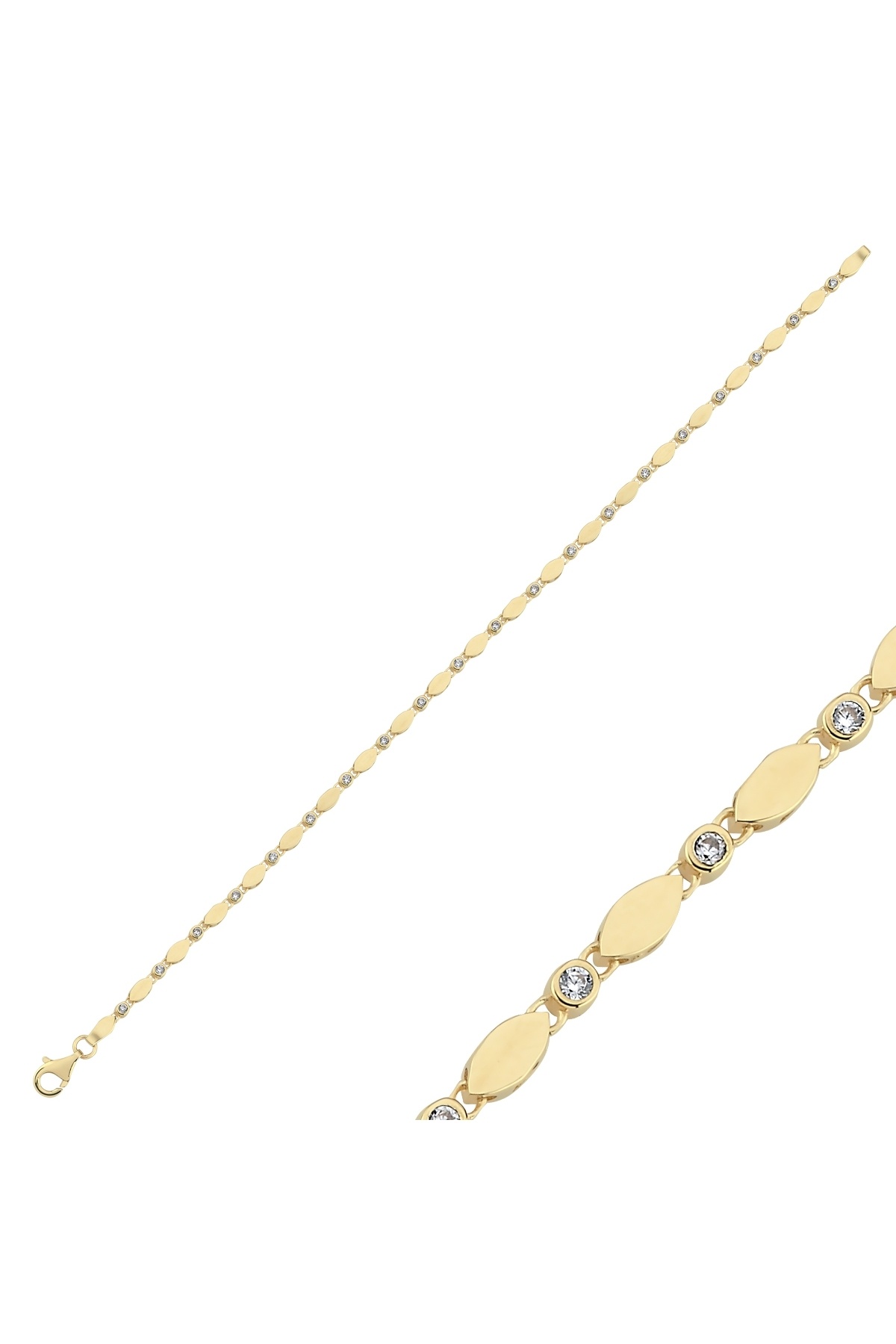 Aypa Mücevher 14 Ayar Minimalist Taşlı Bileklik