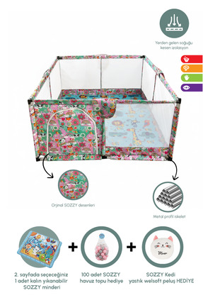 Sozzy Toys Kız Bebek ve Çocuk Oyun Alanı – Kaymaz Yumuşak Oyun Matı – Güvenli...