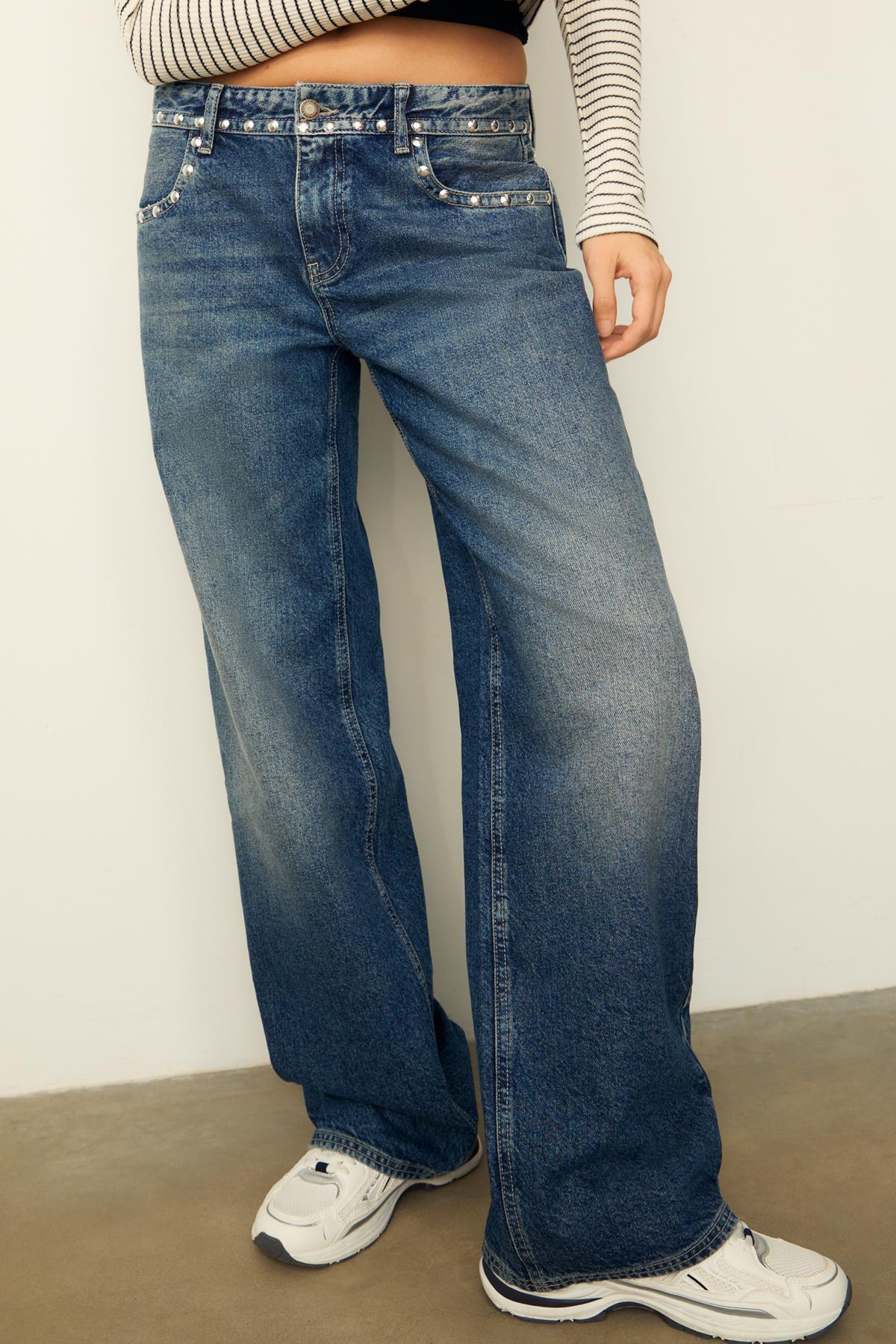 Stradivarius  Düşük bel zımbalı baggy jean - Görsel 2