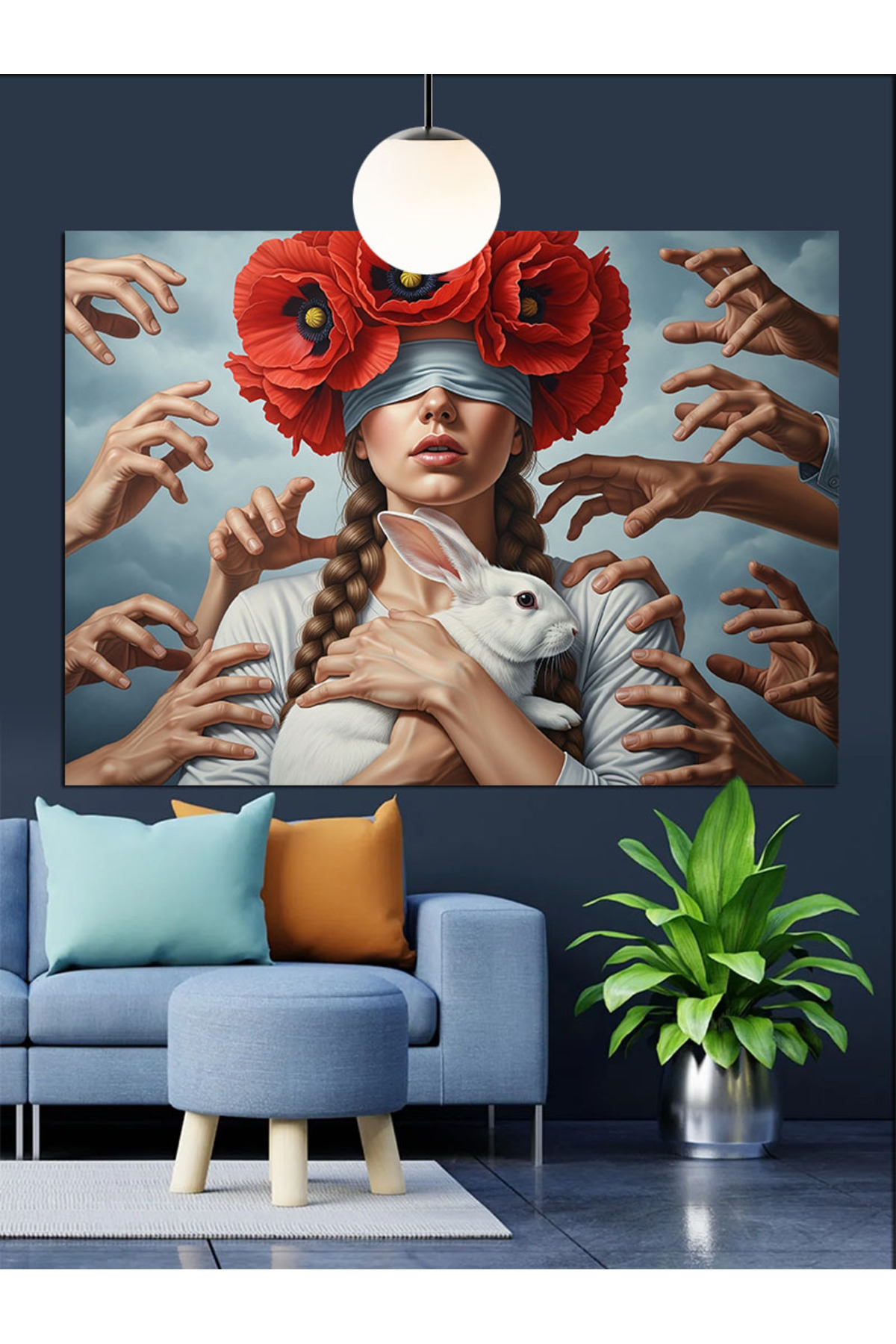 Kadın Çiçekli Saç Yüksek kaliteli yağlı boya dokulu Kanvas Canvas Tablo kanvas tablo canvas tablo d
