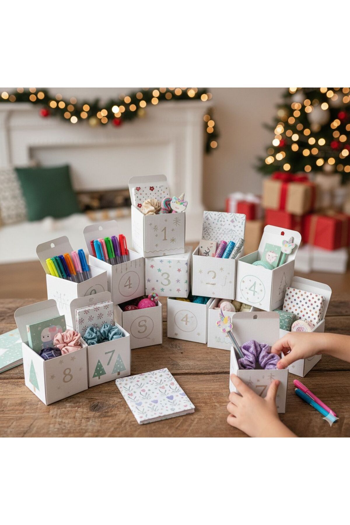 EyER Shoping 2026 Advent Calendar Kutusu Kız/Erkek Çocuklarına Özel Kırtasiye Pembe