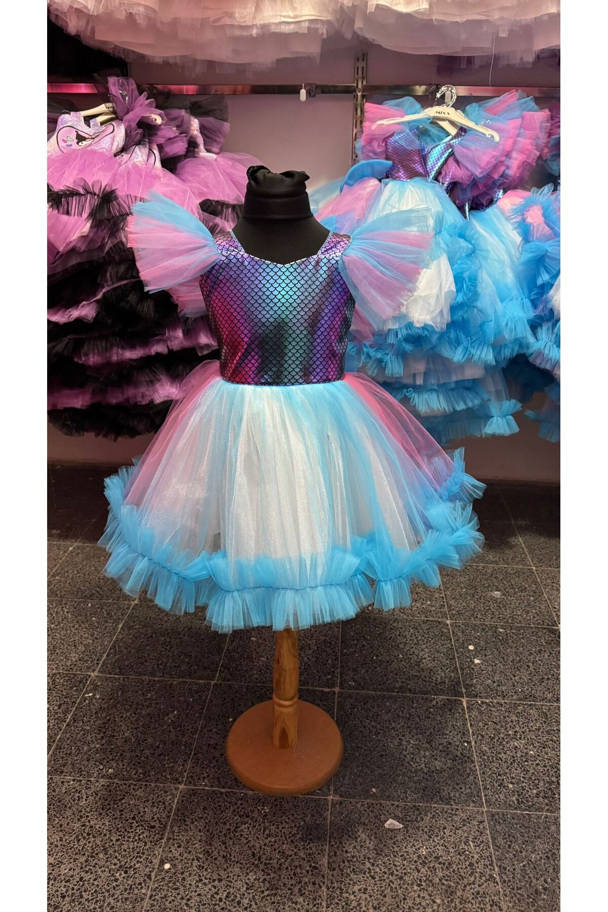 tuha kids design deniz kızı model tüllü abiye