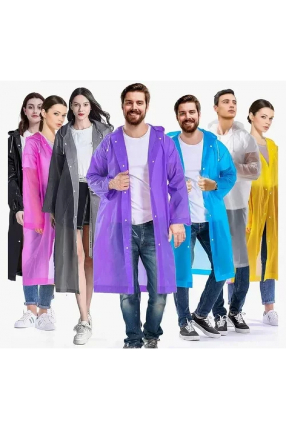 Go İthalat Kadın Erkek Yağmurluk Kapüşonlu Çıtçıtlı Eva Raincoat (5324)