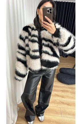 BOUQUET OF TULİP Zebra Desenli Kürk Ceket