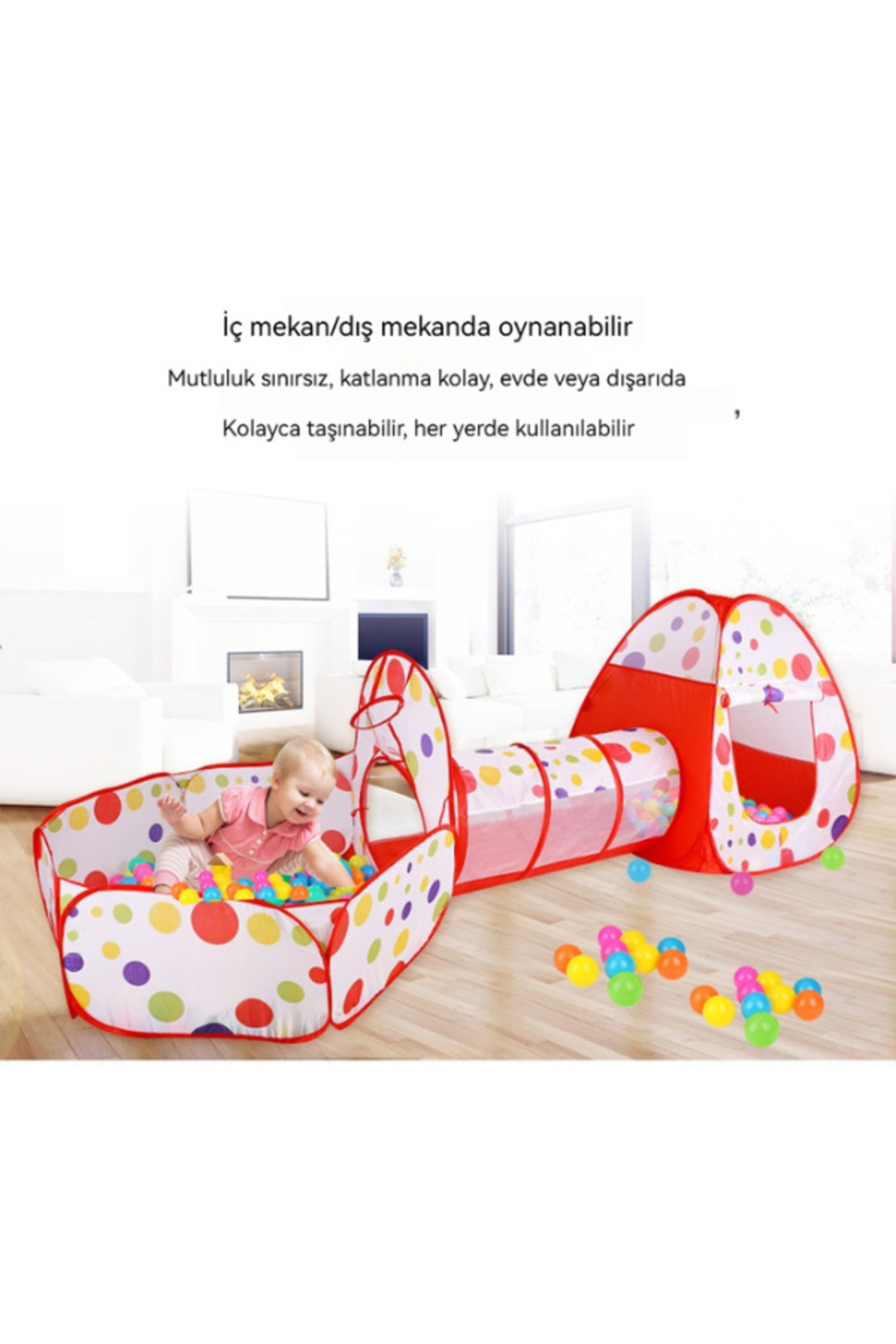 Tcherchi Çocuk Çadırı Kapalı Üç Parçalı Tünel Nokta Oyunu Top Havuz Çiti Oyuncak fotoğrafı 6 (önizleme)