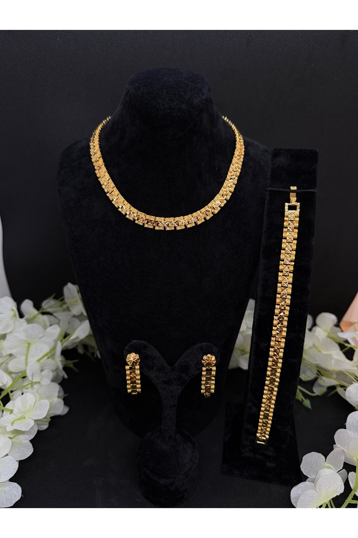 Constanza Exclusive 22 Ayar Altın Kaplama Bezelli Model VIP Takı Seti 1009