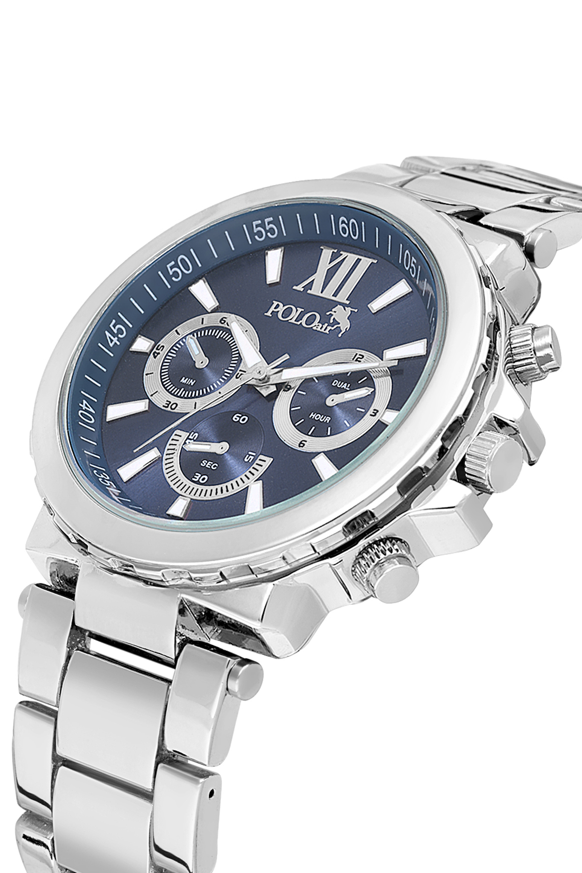 ساعت مچی مردانه گرد، نقرهای و مشکی، مدل PL-7031E4X