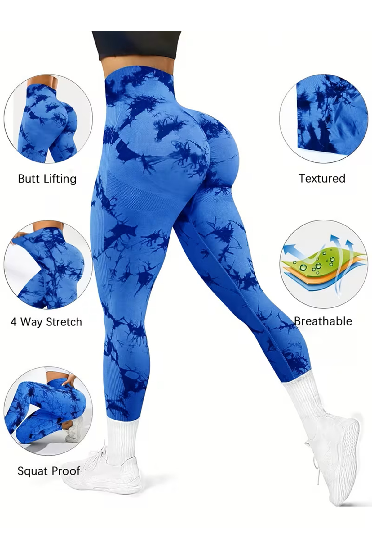 CEDAN Esnek, Batik Desenli, Kalça Kaldırıcı Egzersiz Pantolonları, Makinede Yıkanabilir, Spor Tarzı