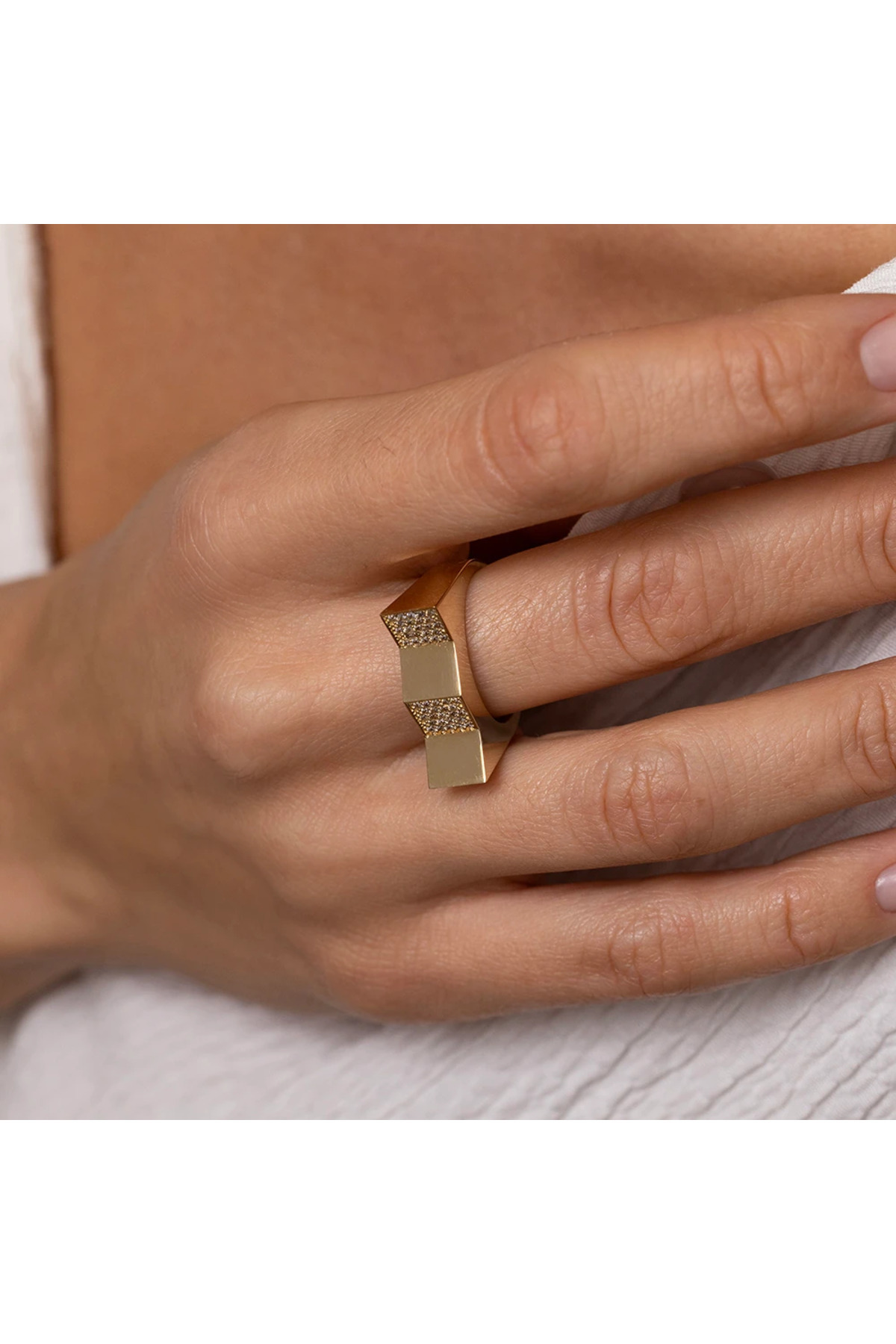 NİSERAJEWELLERY Üç Boyutlu Mega Altın Yüzük