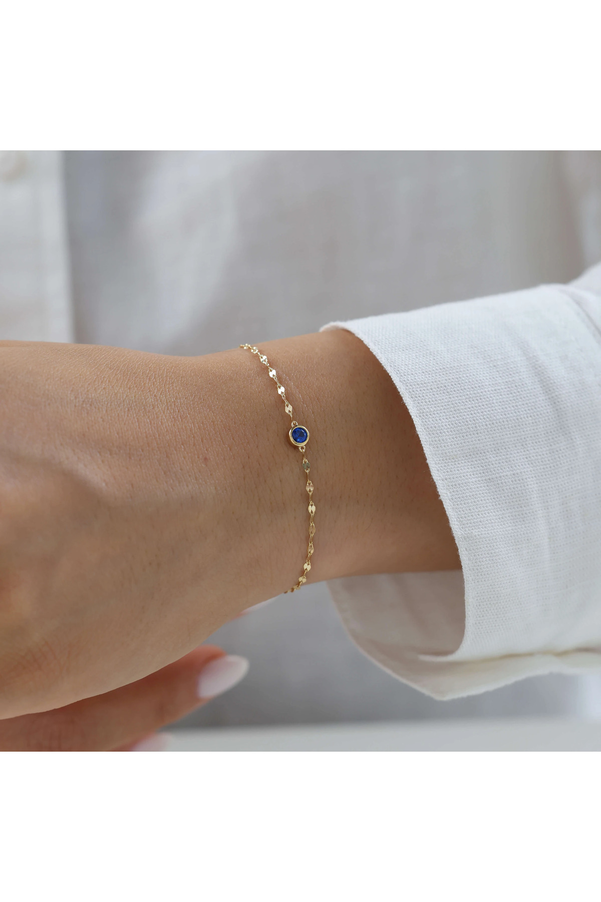 NİSERAJEWELLERY Nisera Minimal Lacivert Taş Altın Bileklik