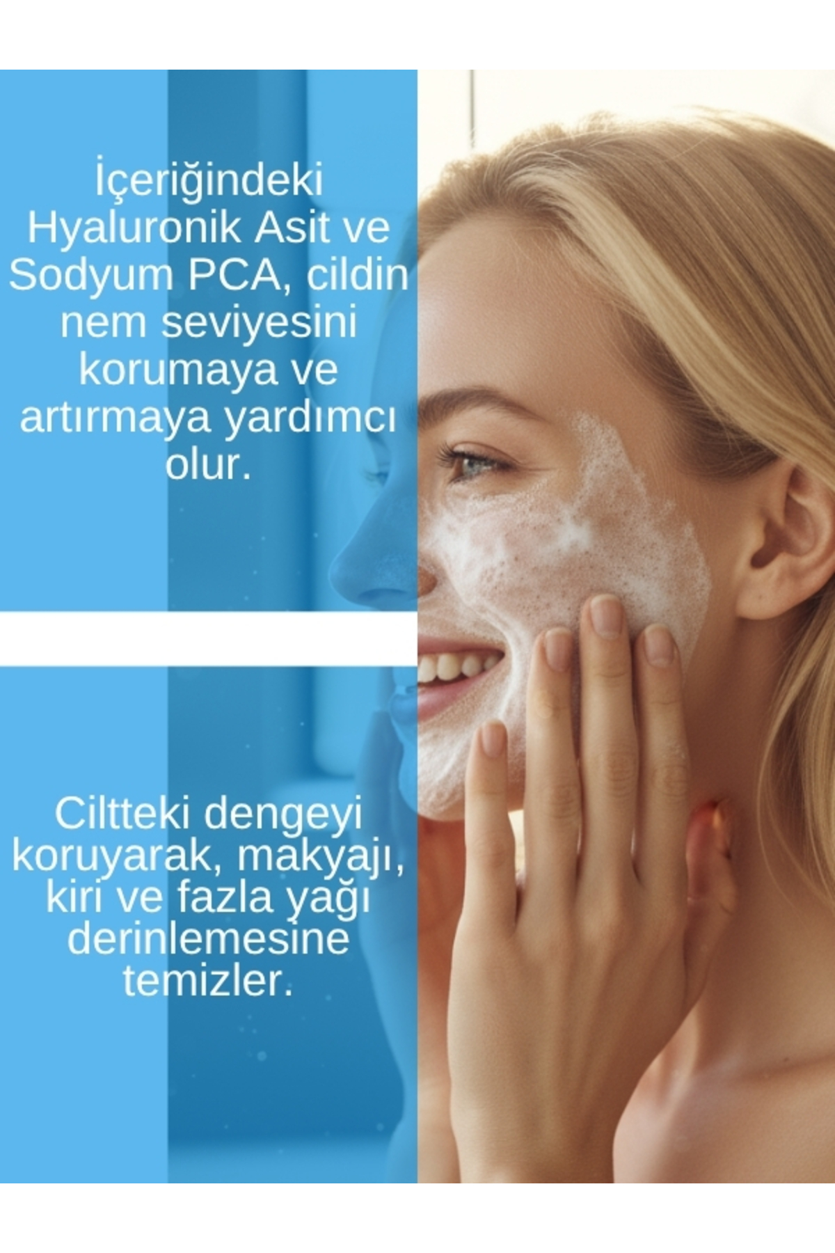 Nemlendirici Yüz Temizleme Jeli, Panthenol, Sodium PCA, Kuru ve Hassas Cilt , Yeşil Çay Özlü 200 ml — AE291023EA — تصویر 3 از 4