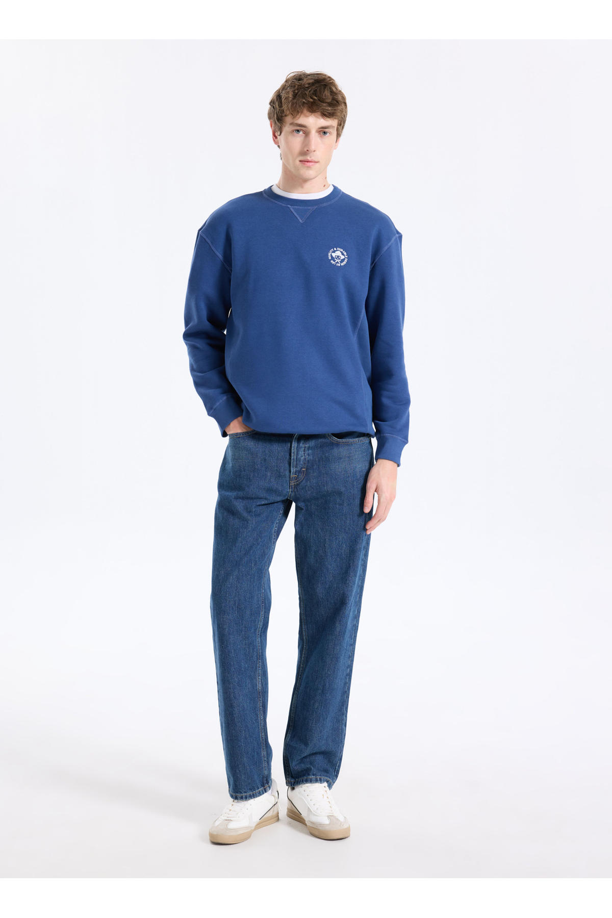 Lee Bisiklet Yaka Lacivert Erkek Sweatshırt L2520091422 Lacivert Sweatshirt görsel 2