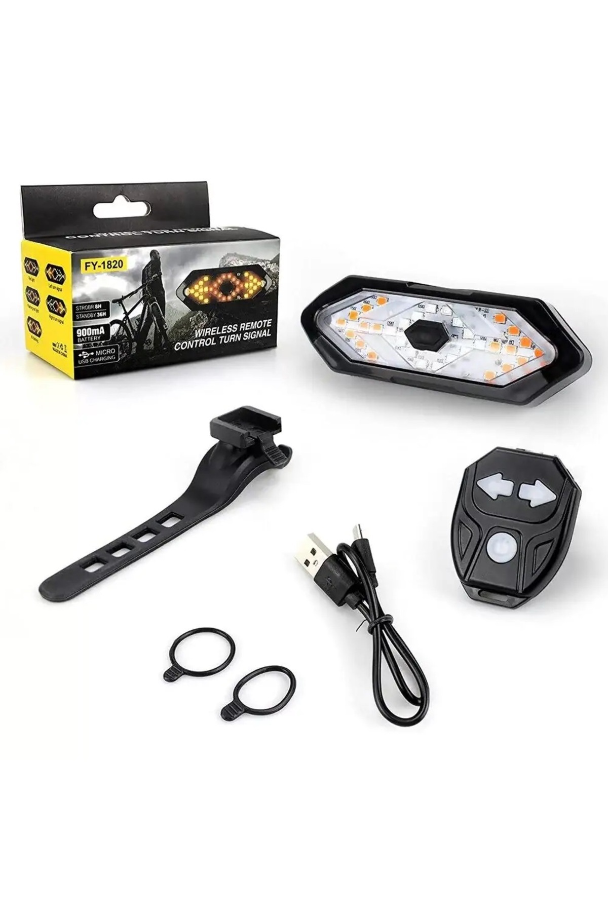 ELDRİVE Sesli Bisiklet Dönüş Sinyali Şarj Edilebilir Bisiklet Arka Led Uyarı Işığı Uzaktan Kumandalı