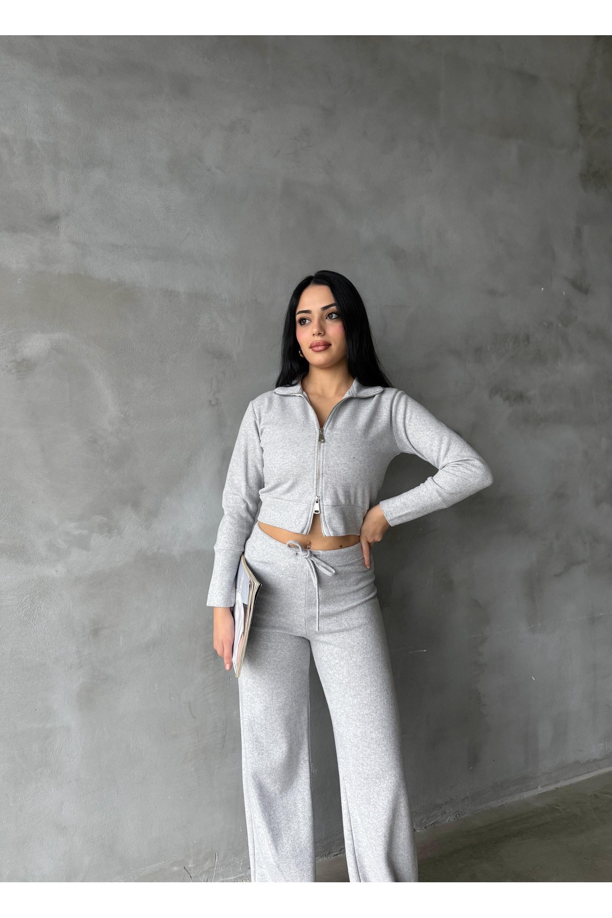 WOMEN'S DOUBLE ZIPPER THESSALONIKI FABRIC TRACKSUIT