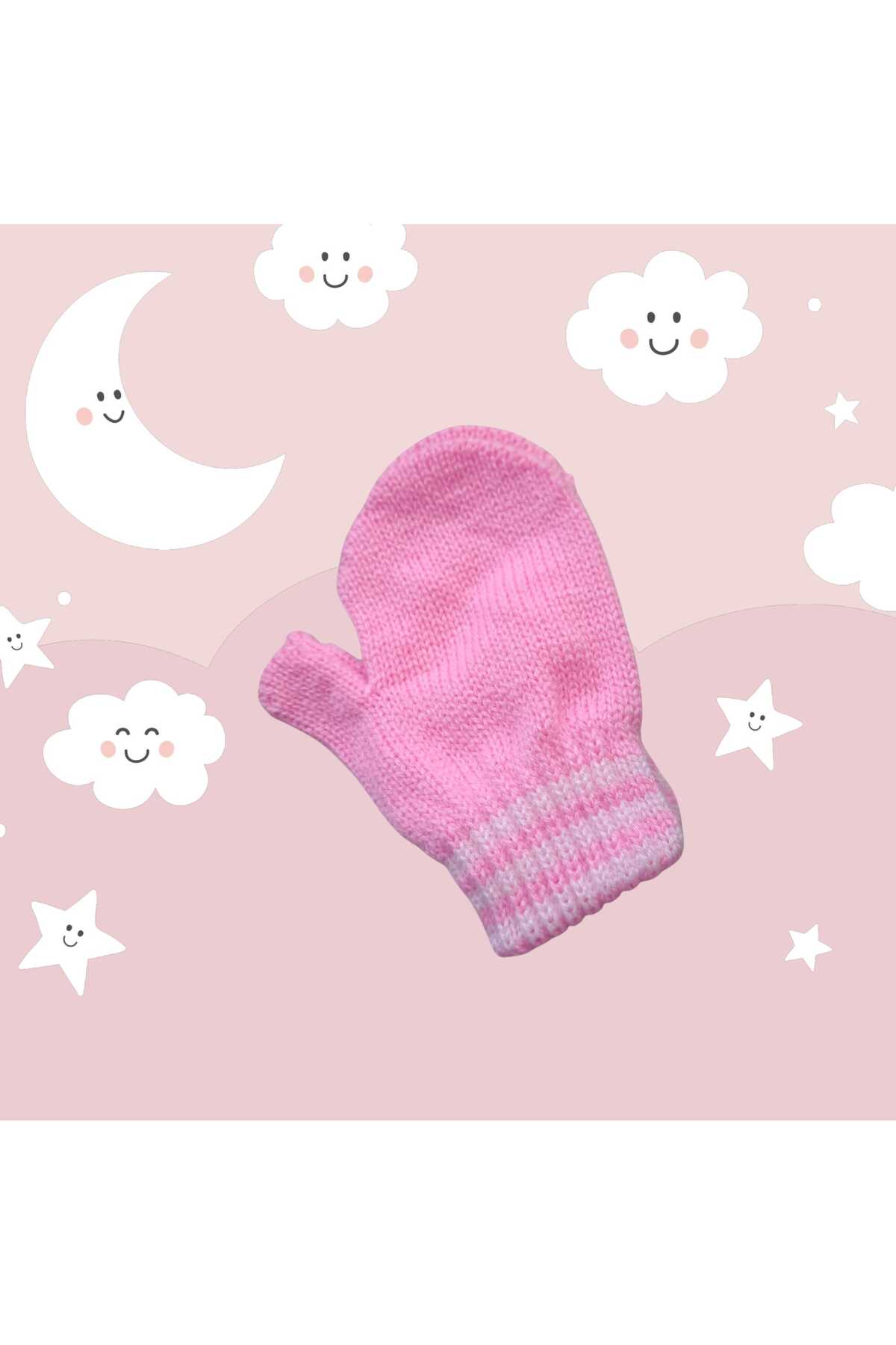 eleven market Parmaksız Kız Bebe Eldiveni Pembe Örgü Eldiven 0-3 Yaş fotoğrafı 3 (önizleme)