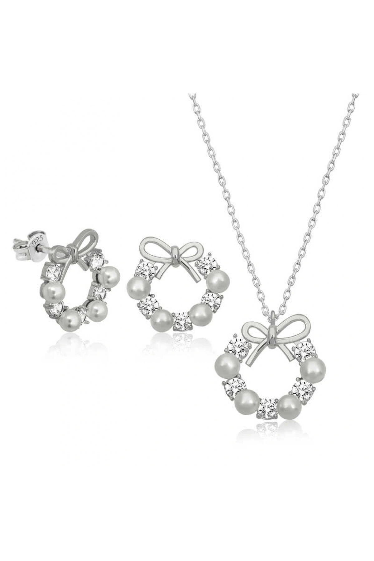 byhodi 925 Ayar Gümüş İnci Kurdele Kadın Set T6466 (599599)