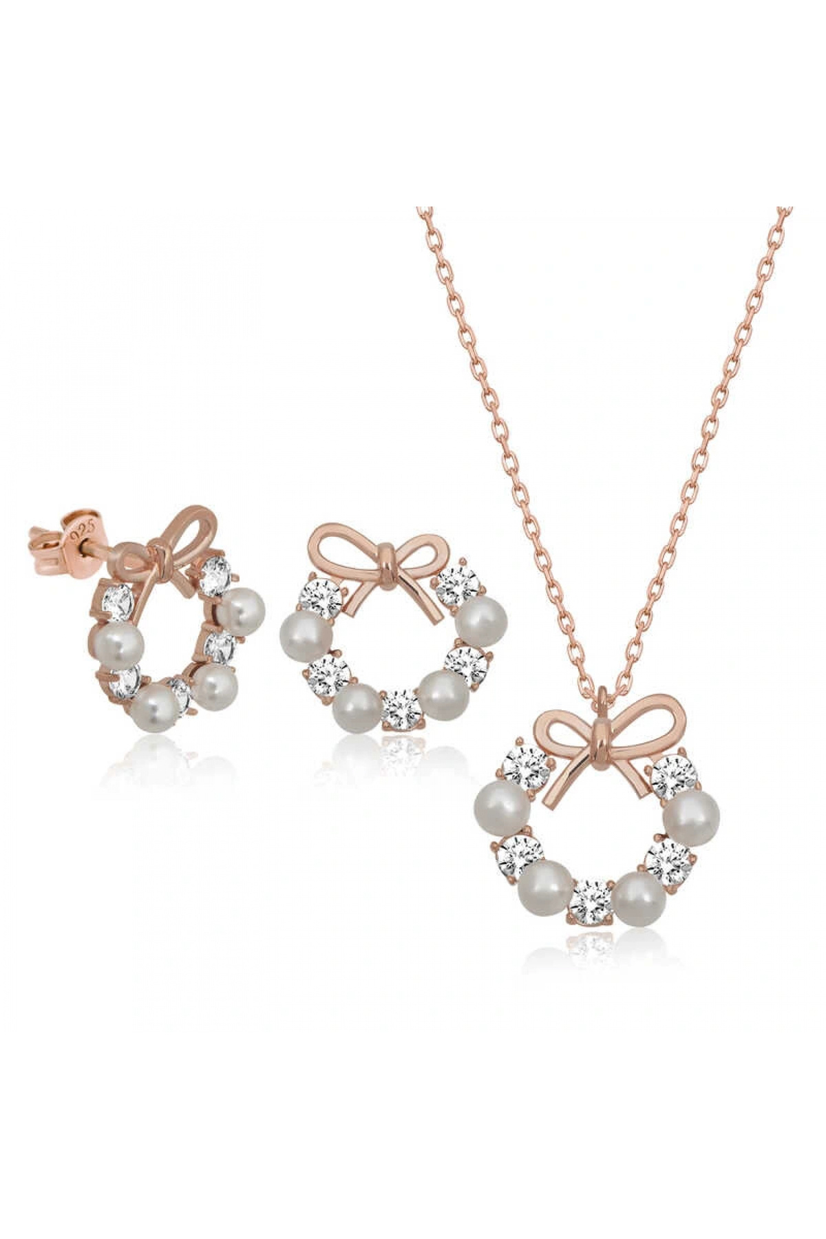 byhodi 925 Ayar Gümüş İnci Kurdele Kadın Set T6463 (599599)