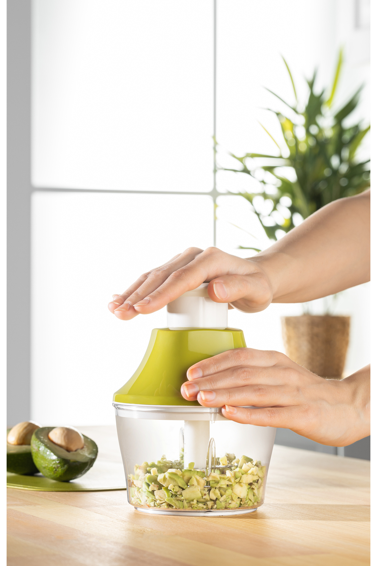 Pazar Kapısı Manuel Basmalı 3 Bıçaklı El Rondosu Hızlı Kesim Pratik Mutfak Doğrayıcı