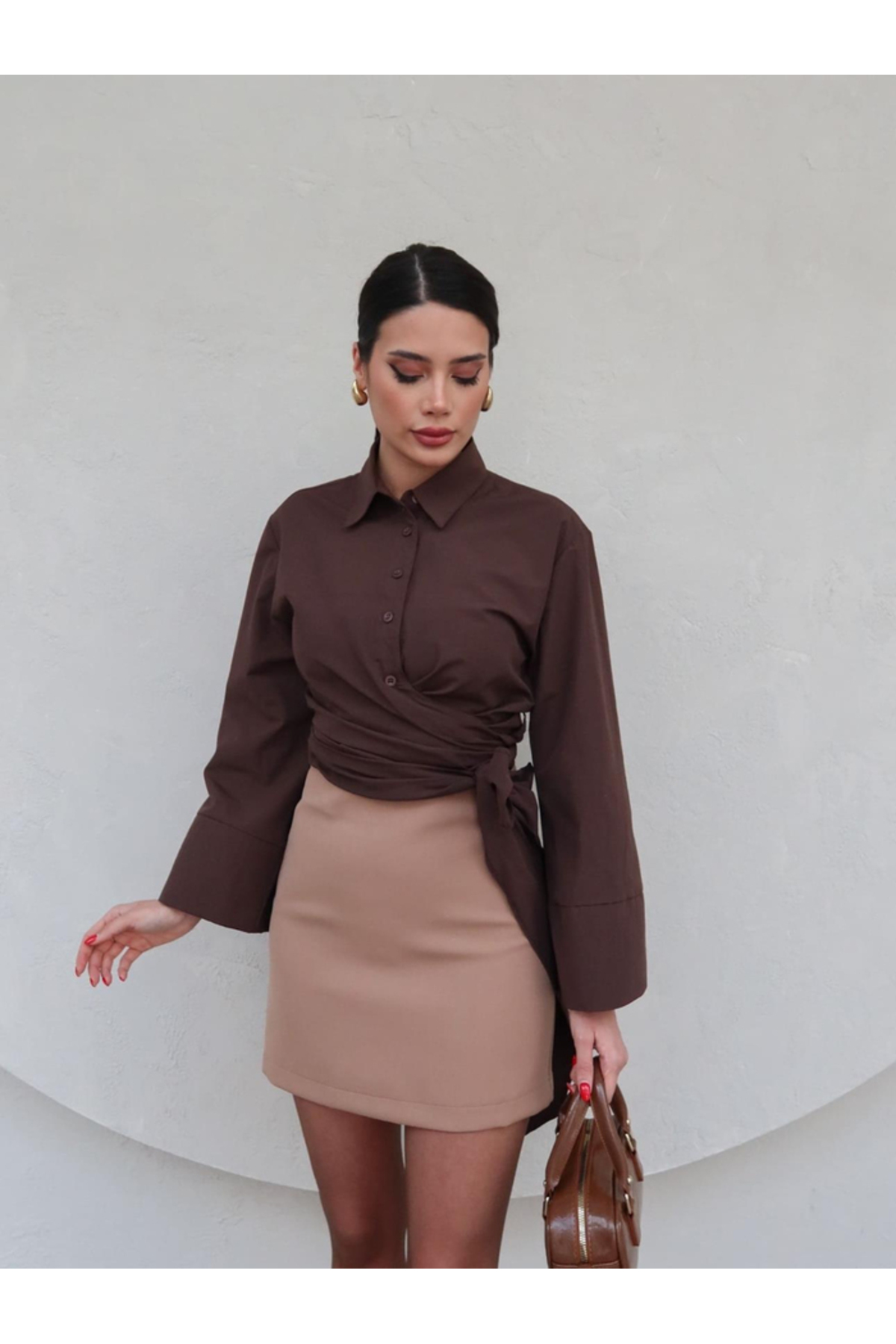 lesclees  İspanyol Kol Beli Bağlamalı Gömlek - Görsel 4