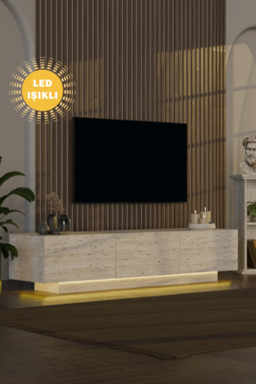 webotto 8 Almad Led Işıklı Tv Ünitesi Modern Uçan Tv Sehpası 3 Kapaklı Bohem ...