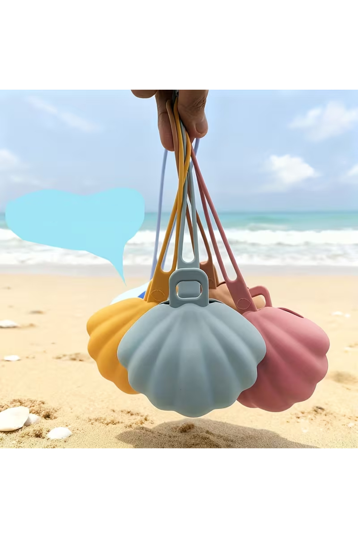 The Cloudish Shop Silikon Emzik Saklama Kutusu Emzik Tutucu Taşınabilir Askılı Deniz kabuğu Midye Desenli YEŞİL fotoğrafı 2 (önizleme)