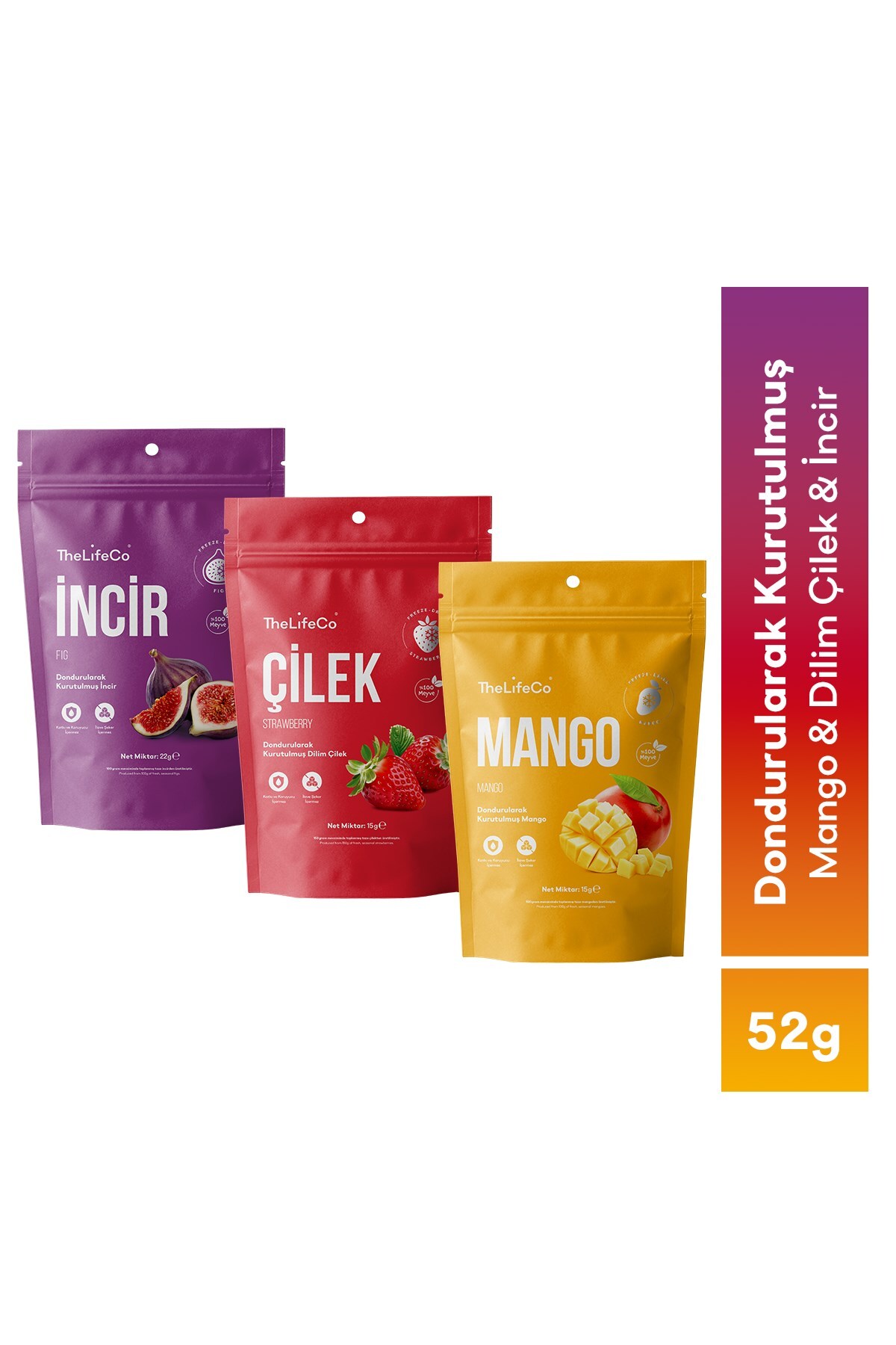 TheLifeCo Freeze Dried - Dondurularak Kurutulmuş Meyve 3'lü Mix