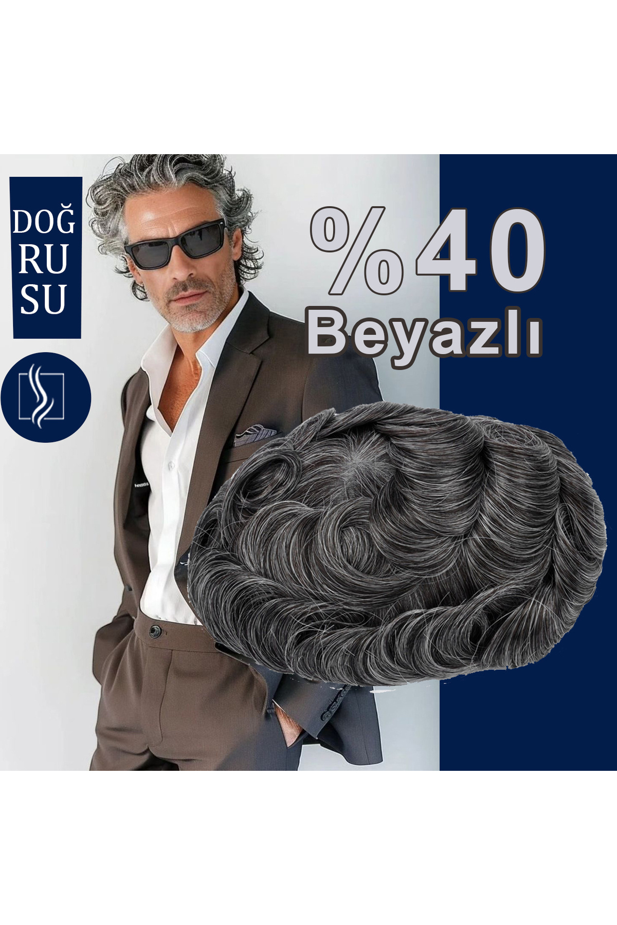 SP sacprotezim yepyeni bir sen Protez Saç Ancora 7x10-renk 1B %40 beyazlı İnce Telli Her Yöne Taranabilen Alt Yapı %100 Insan Saçı