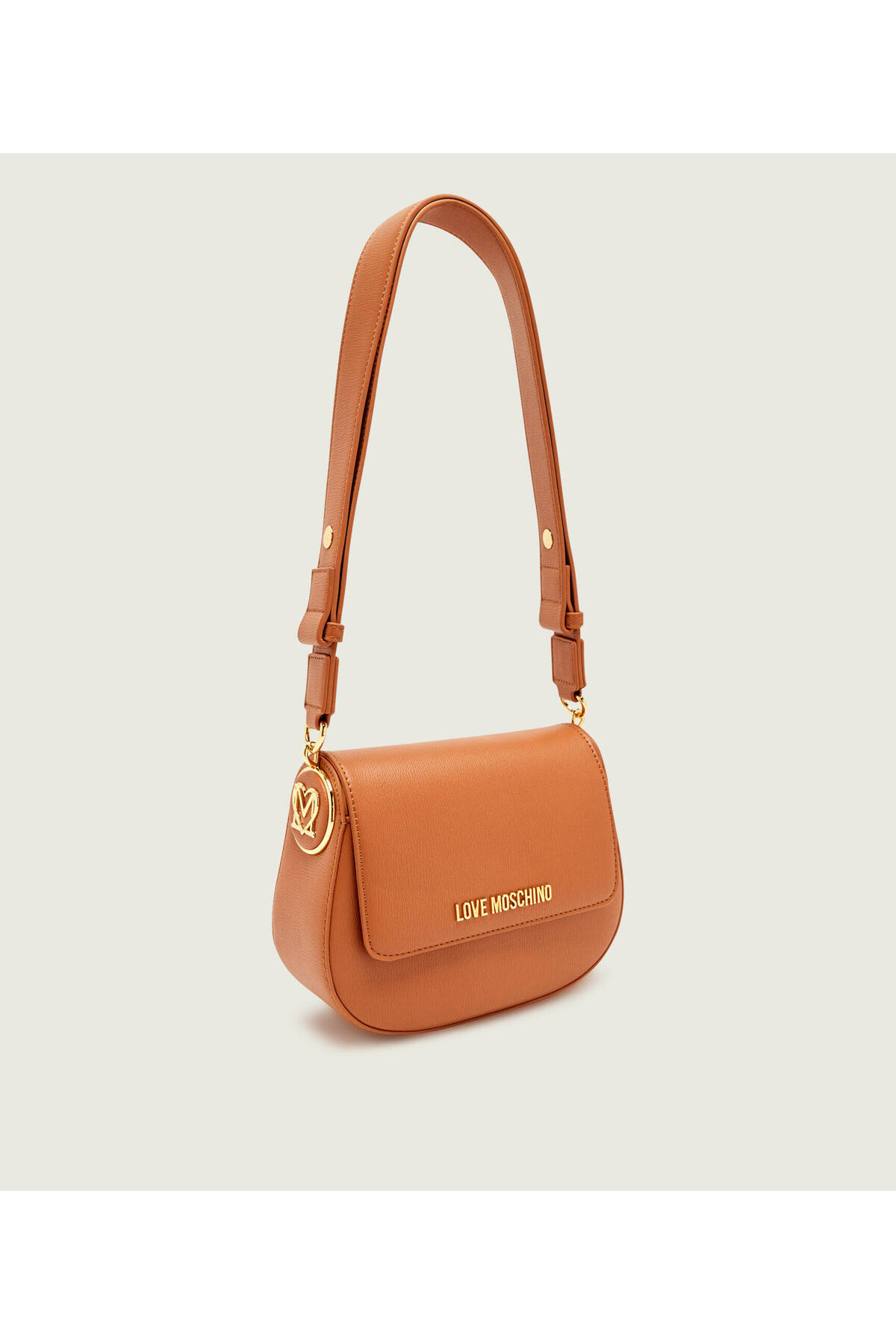Love Moschino Kadın Deri Ayarlanabilir Askı Metal Logo Bej Omuz