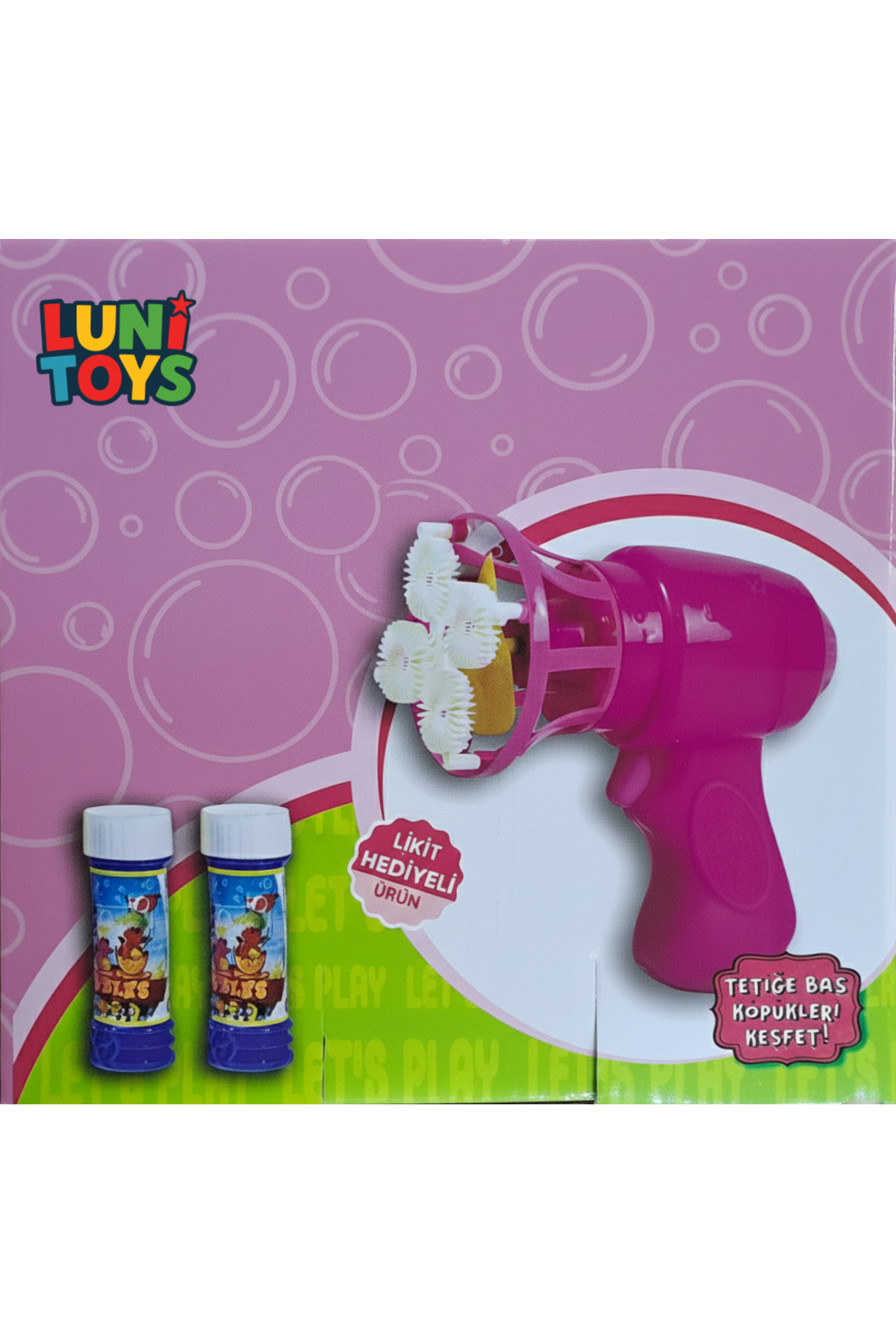 Foam Gun Pink Multi-Hole Bubble Gun with Toy Battery