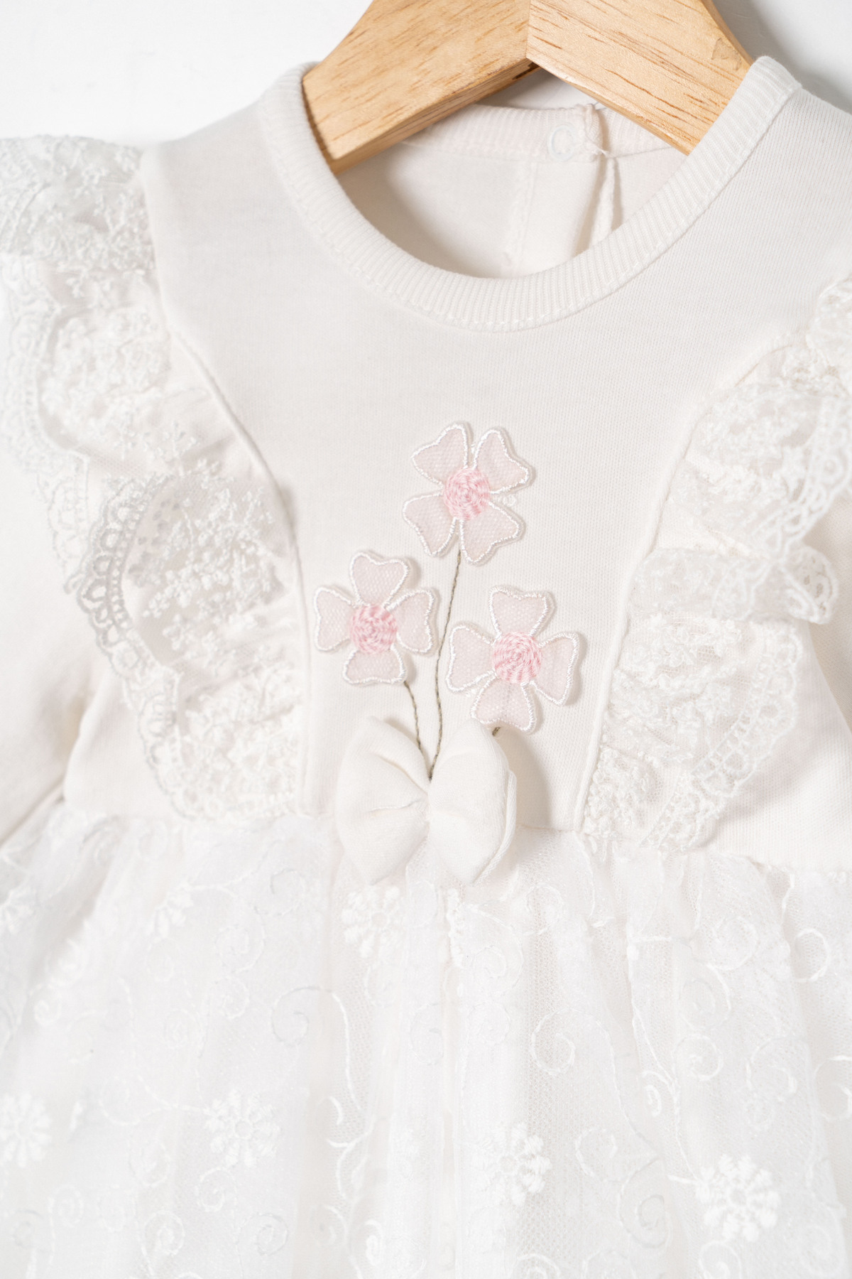 Miniday Baby Kız Bebek Mevlütlük Elbise Bandanalı Dantelli ELB1066 fotoğrafı 3 (önizleme)