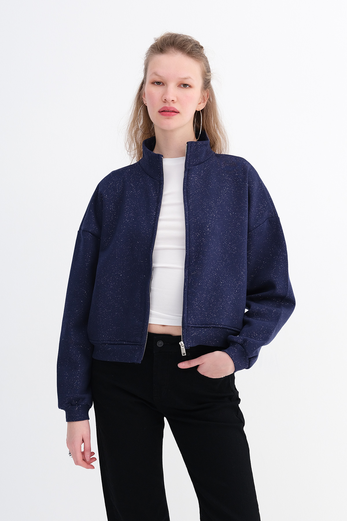 Addax Simli Şardonlu Sweatshirt H12705 görsel 2