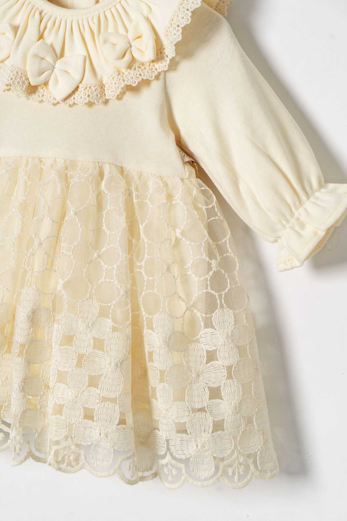 Miniday Baby Kız Bebek Mevlütlük Elbise Bandanalı Dantelli ELB1072 fotoğrafı 5 (önizleme)