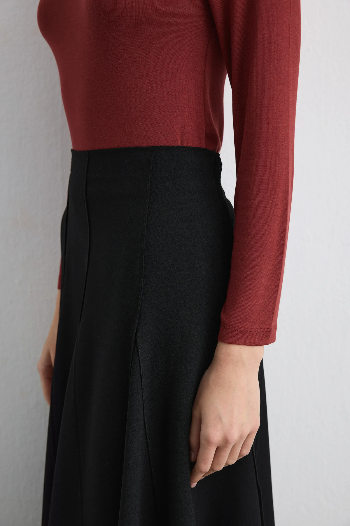 Gusto  Volanlı Midi Etek - Siyah - Görsel 3