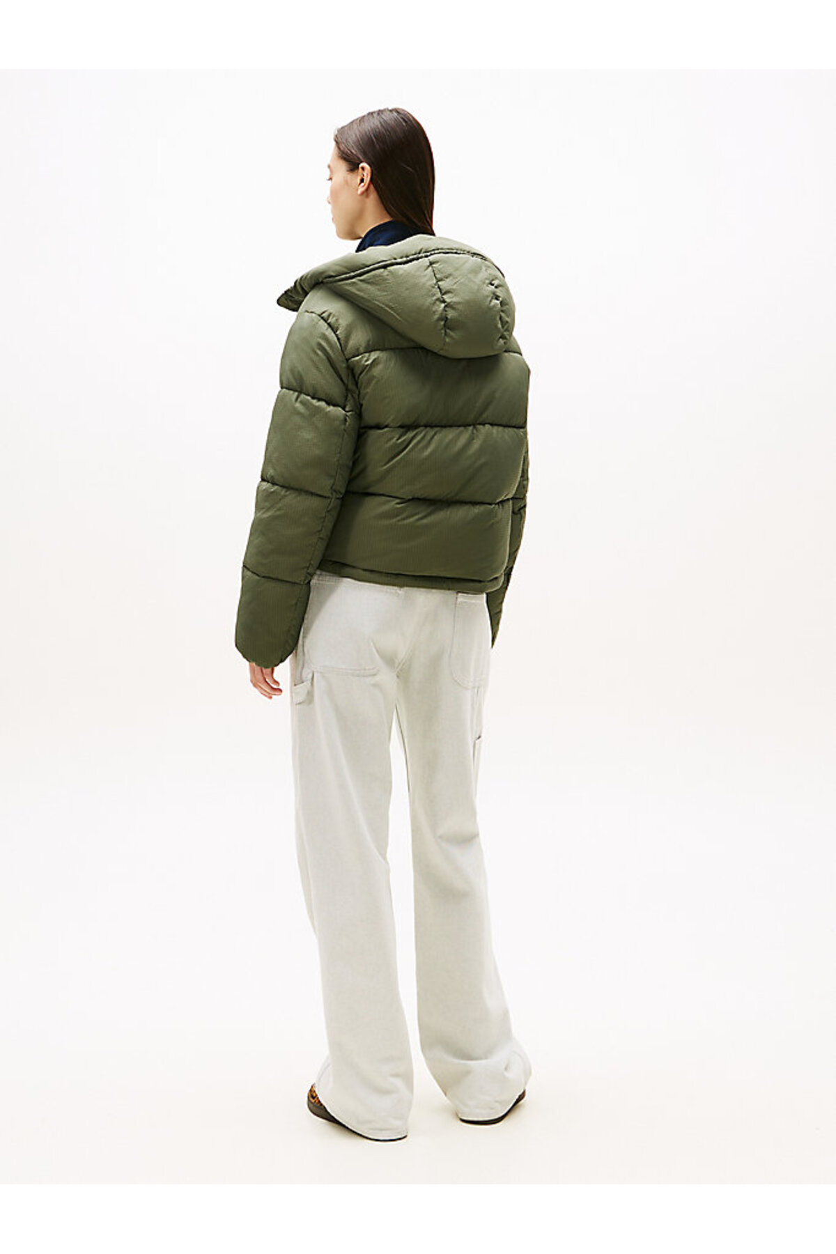 Tommy Hilfiger  Kadın Yeşil Şişme Ceket - Görsel 4