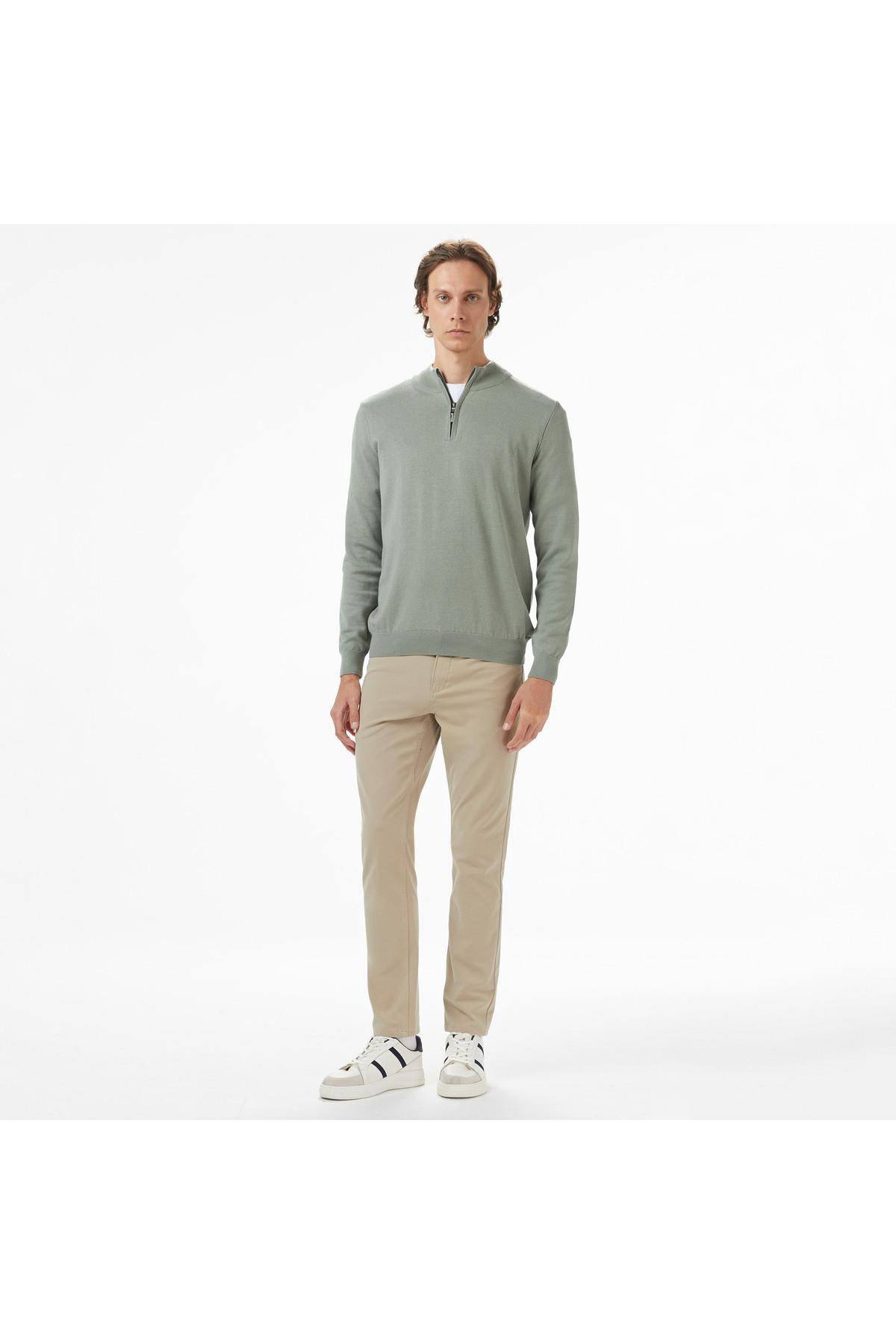 Nautica Erkek Yeşil Classic Fit Kazak görsel 3