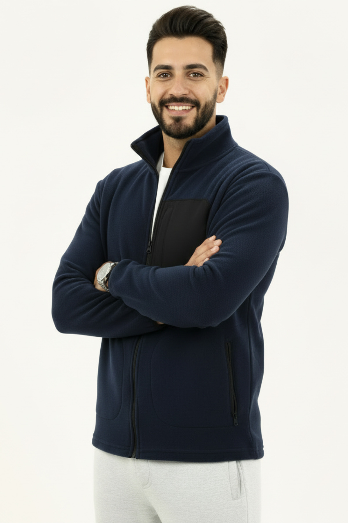 Veleno  Lacivert Erkek Softshell Anti Peeling Polar Ceket 3 Cepli Tam Fermuarlı Ön Parça Detaylı - Görsel 5