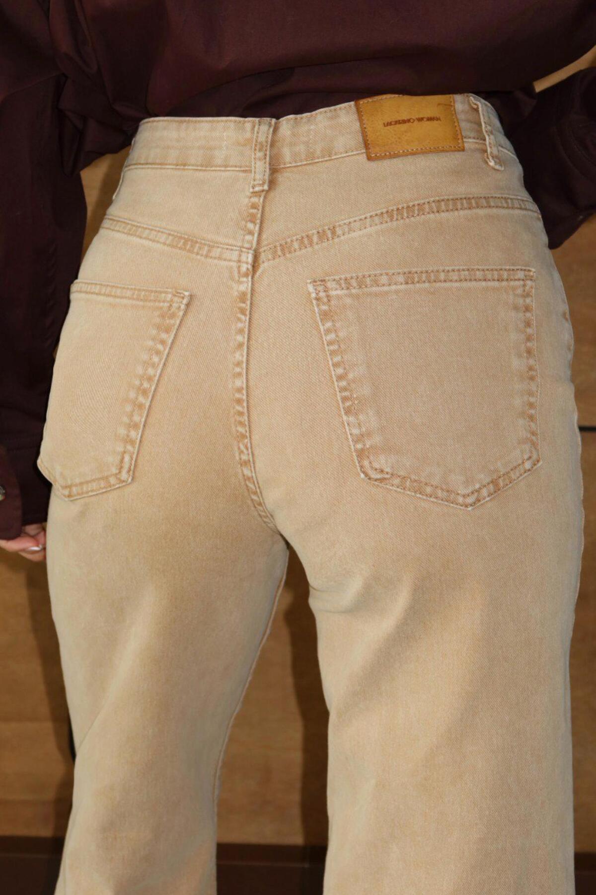 LACARINO  7869 Wide Leg Kadın Gül Baskılı Jean Pantolon - Görsel 5