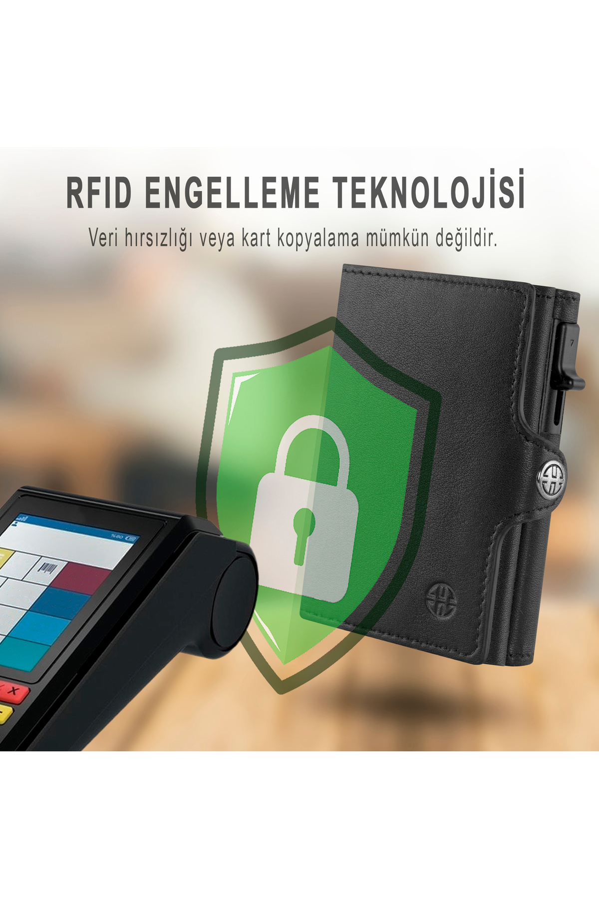Trusador Palermo Siyah Üçe Katlanır Mekanizmalı Kartlık Hakiki Deri Cüzdan Unisex Kadın Erkek Rfid Korumalı görsel 7