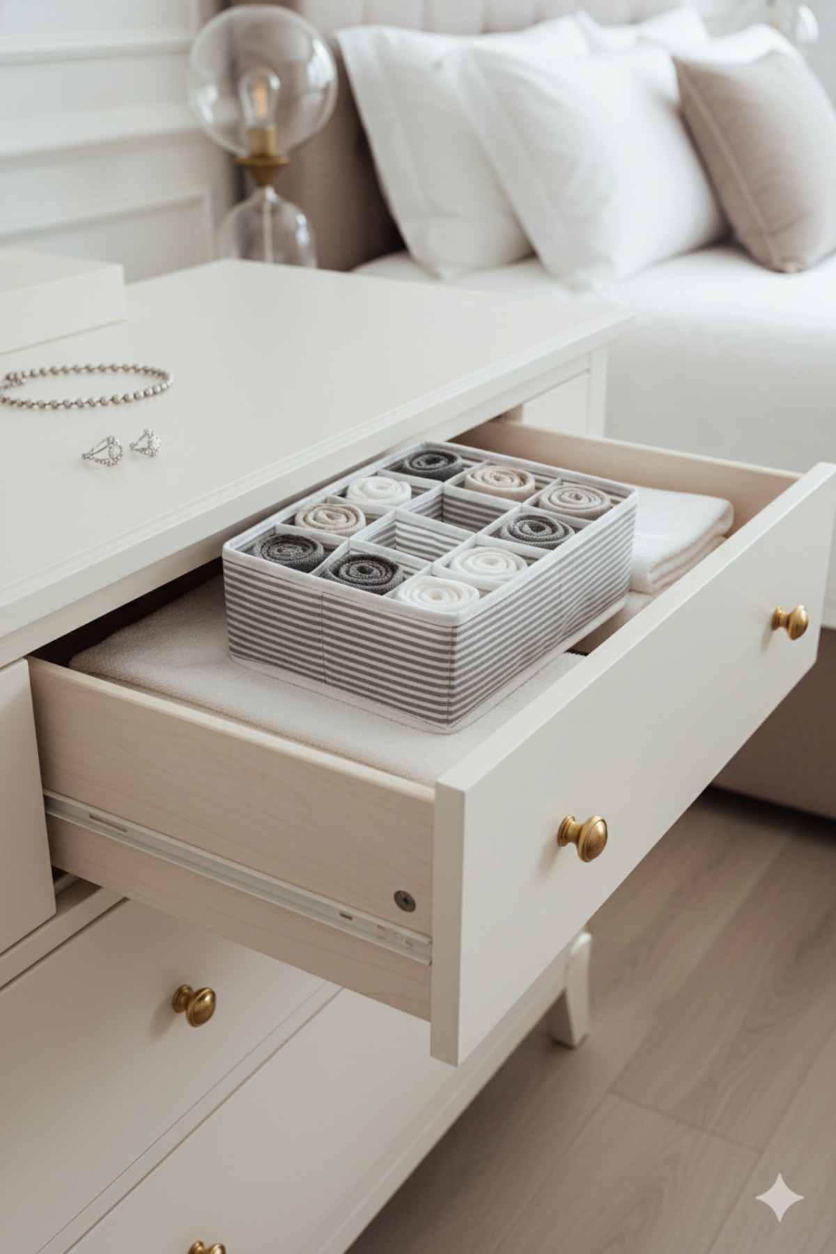Mikasso 12 Bölmeli Çekmece Düzenleyici Organizer | Çok Amaçlı Gardırop İçi Çorap, İç Çamaşırı, Takı Kutusu K fotoğrafı 3 (önizleme)
