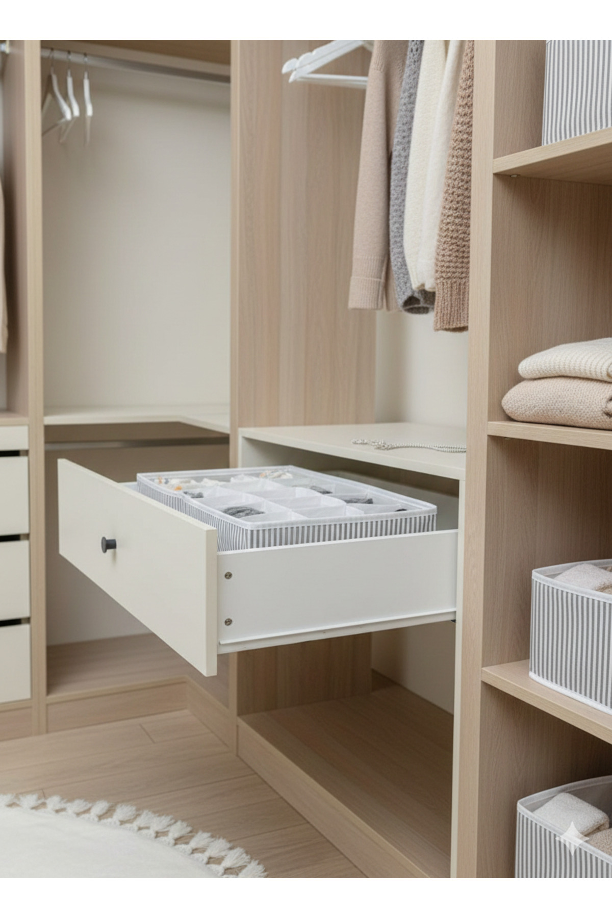 Mikasso 12 Bölmeli Çekmece Düzenleyici Organizer | Çok Amaçlı Gardırop İçi Çorap, İç Çamaşırı, Takı Kutusu K fotoğrafı 4 (önizleme)