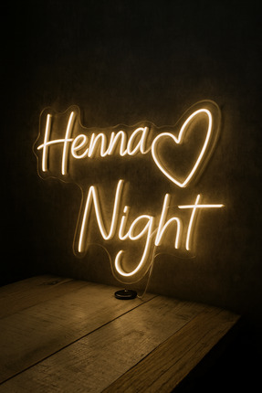 Magnetfoto Henna Night Kalp Figürlü LED Neon Dekor Tabela