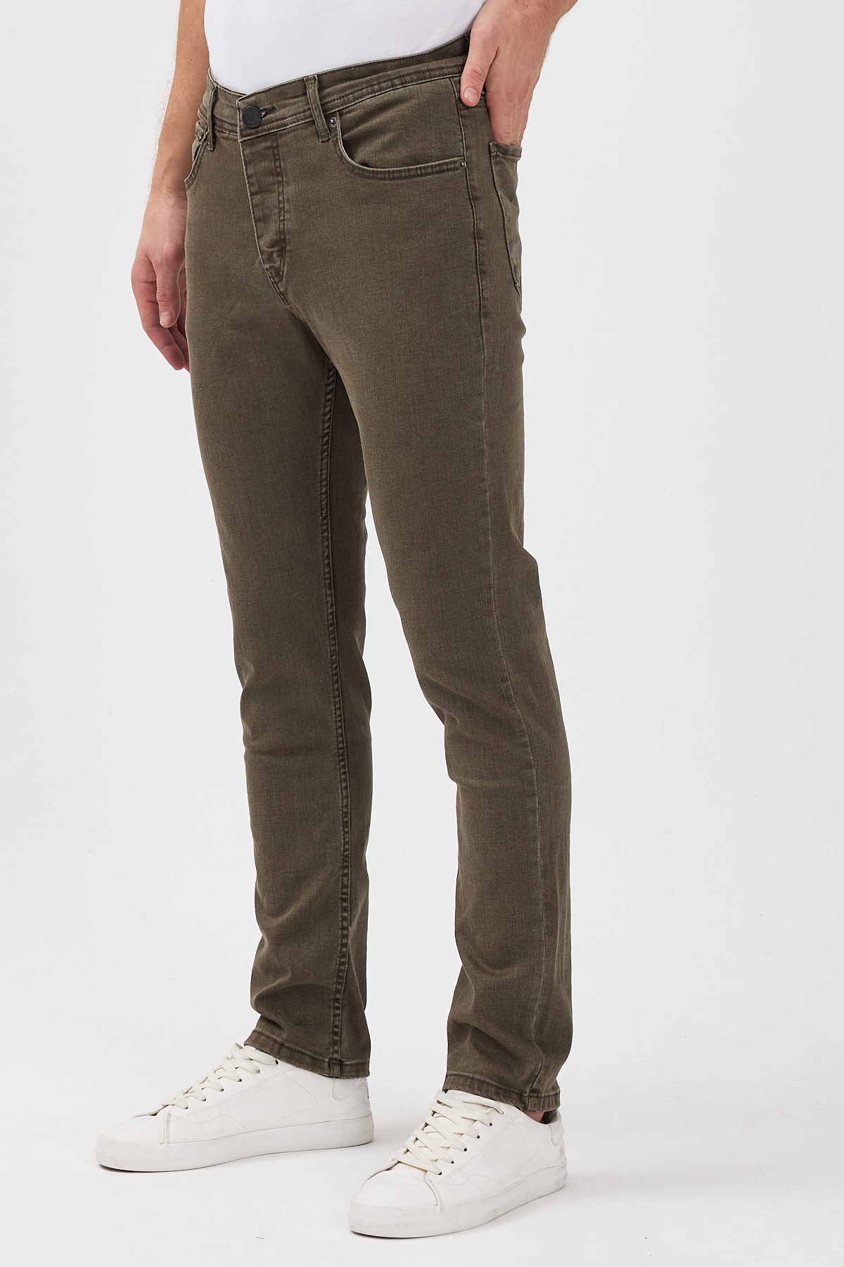 LOCUS JEANS  Erkek Koyu Kahverengi Slim Fit Likralı Yüksek Bel Kot Pantolon LCS69031109 - Görsel 4