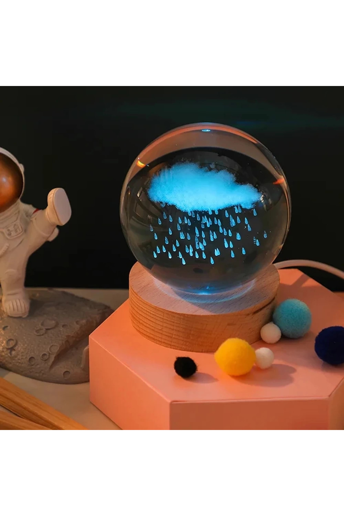 SHC42000 Yağmur Bulutu Tasarımlı Renk Değiştiren Cam Küre