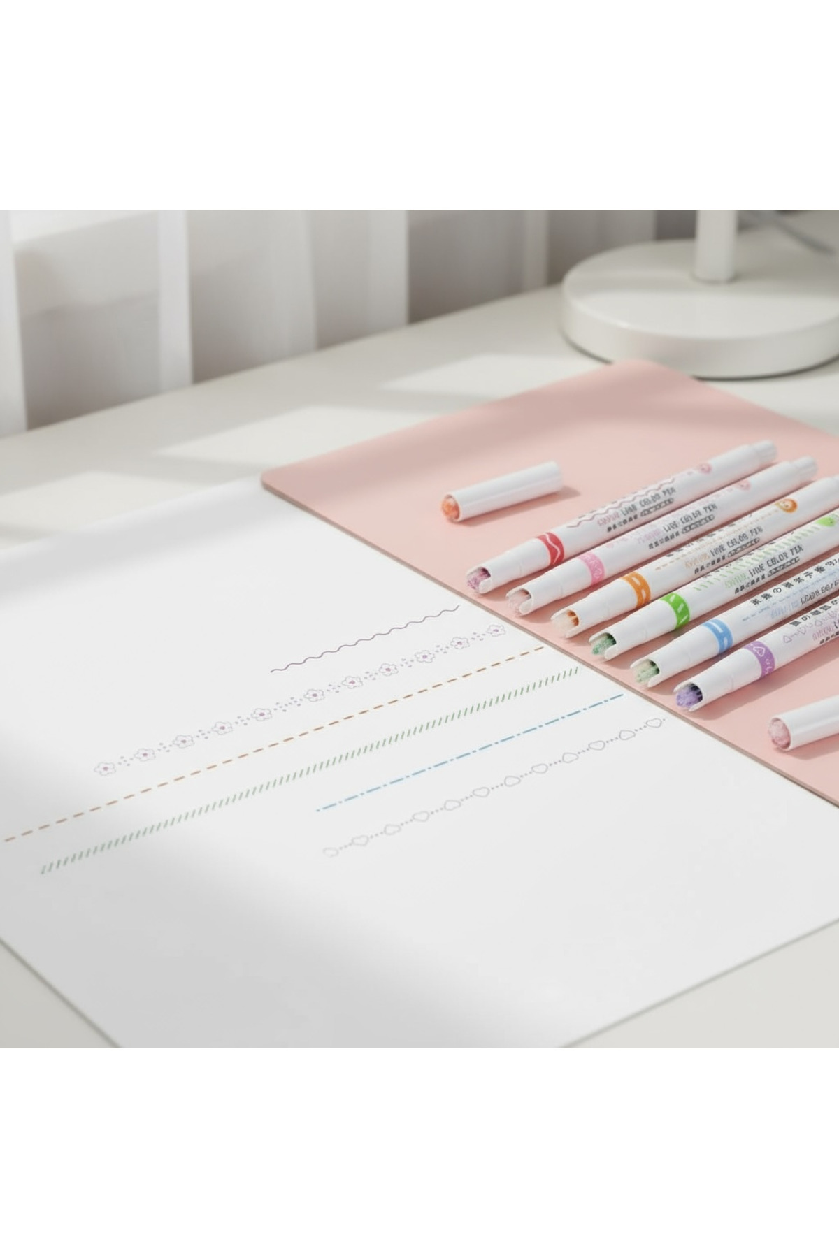 Beimo Desenli Silindir Şerit Fosforlu Kalem 6’lı Set