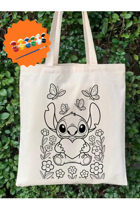 Cemira Stitch Temalı Boyama Seti – 6’lı Akrilik Boya + Fırça + Çanta